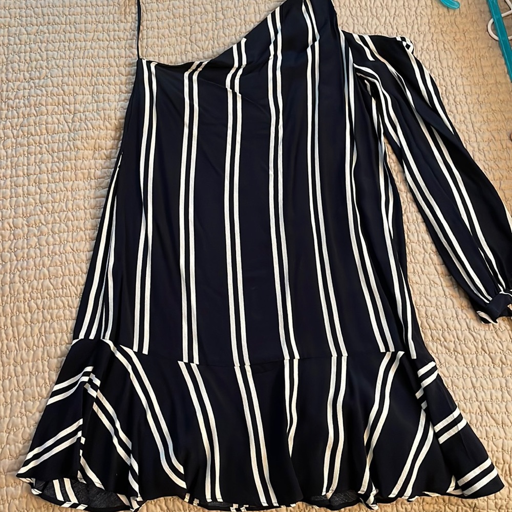 Worn once - Zara one sleeve striped dress size M